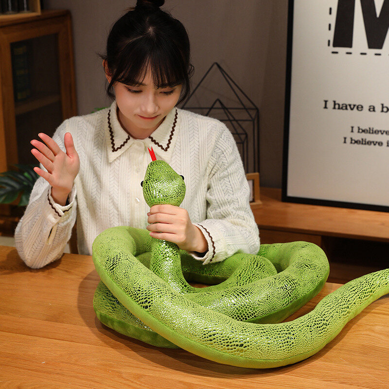 Mainan boneka ular panjang, 160-400cm simulasi ular raksasa, boneka hewan Plushie lucu, hadiah Halloween