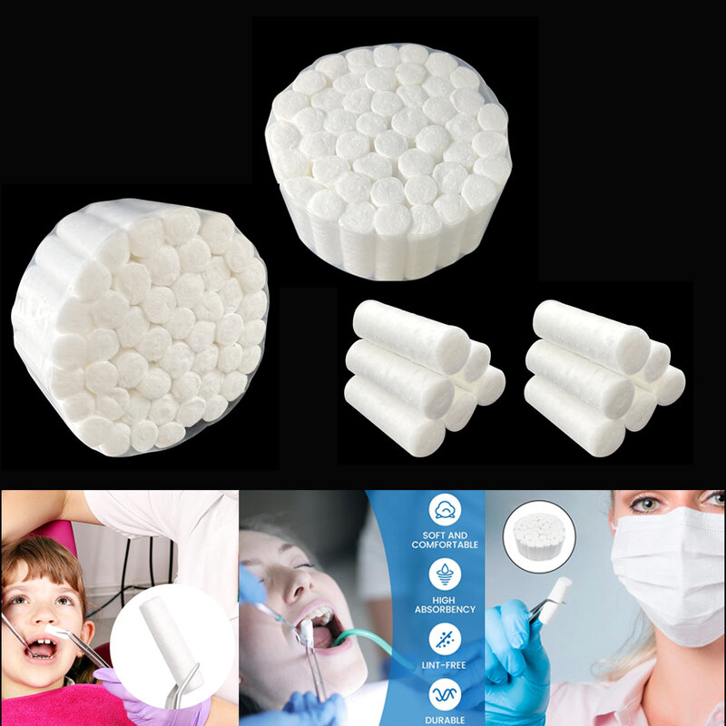 Rolos de algodão dental descartáveis, Absorvente e desengordurado, Cotonetes, Pequenas tiras brancas, Consumíveis orais, 50pcs