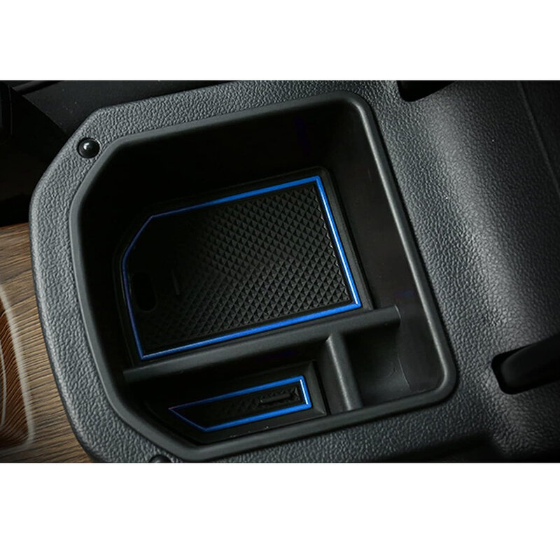 NEW Car Center Armrest Storage Box Organizer Tray Fit for VW T-Roc 140TSI X Sport 110TSI Style 2020 Black With Blue Line
