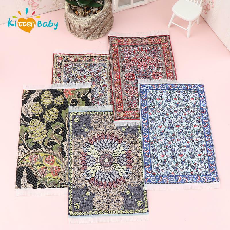 Dollhouse Carpet Playing House Decor Floor Coverings Floral Pattern Mat Doll Accessories Miniature Weaving Rug Multi sizes
