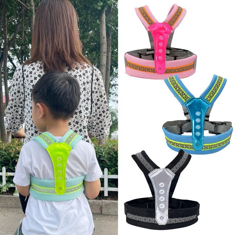 Child Motorcycle Safety Harness Motorcycle Safety Strap Adjustable Breathable Shoulder Strap With Reflective Design And LED