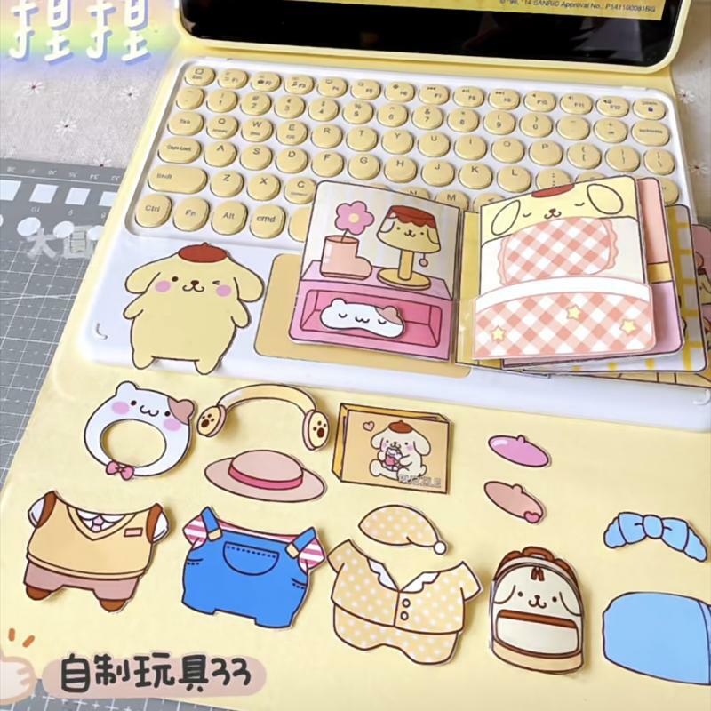 Sanrio Kawali My Melody Cinnamoroll Pochacco popompurin Sticker Games, libro silencioso, divertido, regalo de Anime Diy para niñas, juguetes para niños