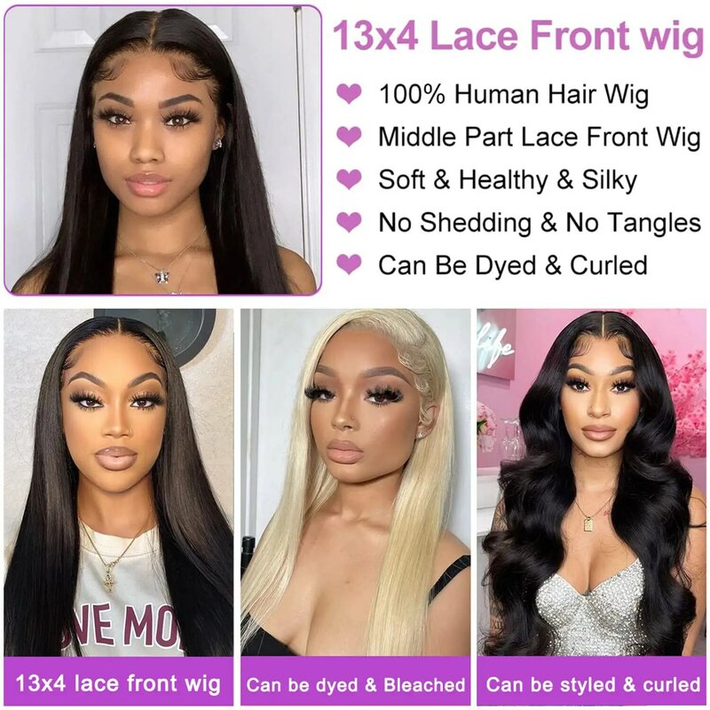 40 inch 13x4 Lace Frontal Wig Deep Wave Human Hair Wig Water Wave Curly HD Lace Front Wig 180 Density Pre Plucked Glueless Wig
