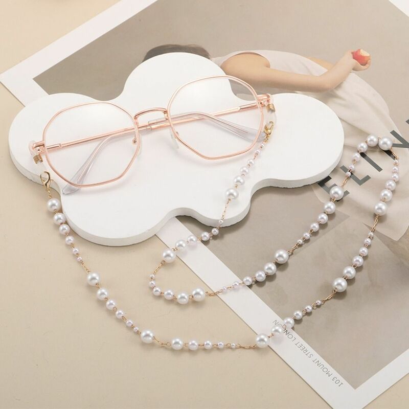 Cadena de gafas con cuentas bohemias para mujer, cordón de gafas de cristal de cobre, cadena de máscara elegante Vintage, moda