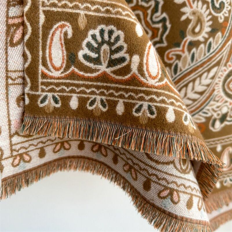 Зимний шарф с цветами кешью удобный имитационный кашемировый плащ теплые шарфы шейный платок для женщин