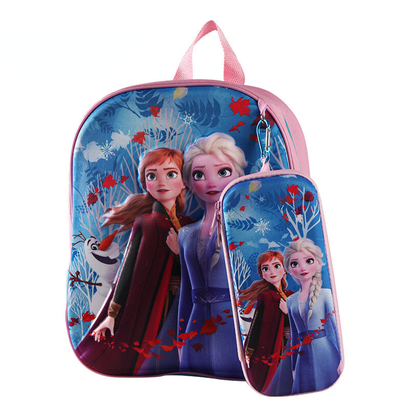 Disney-mochila de Minnie para niños y niñas, Bolsa Escolar de Frozen con estuche para lápices, Spiderman, guardería, preescolar