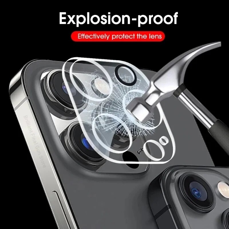Vidro de proteção completo para iPhone, protetor de câmera para iPhone 13, 11, 12, 14 Pro Max, 15 Pro Max, 12, 13 Mini Lens Film, 5Pcs