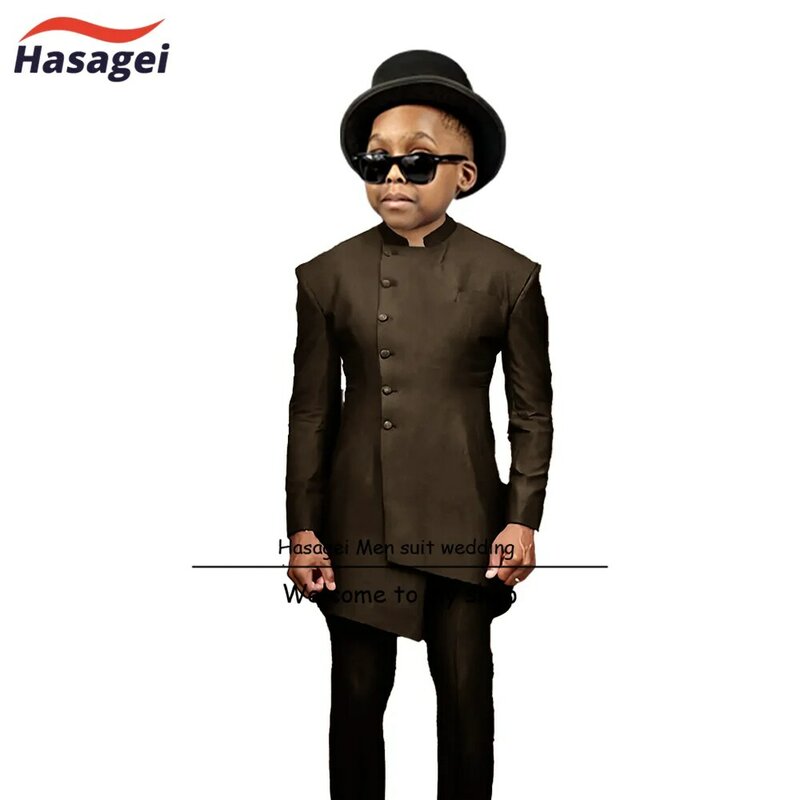 Terno com peito único estilo indiano para meninos, smoking formal, jaqueta e calça infantil, roupa de festa de casamento de 2 a 16 anos