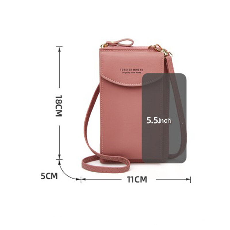Ladies Mobile Phone Bag Mini Women Shoulder Crossbody Coin Purse Retro Card Holder Sleeve Zipper Handbag Cell Phone Flap Pocket