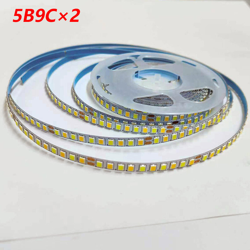 Tira LED de dos colores para reparación de lámparas de araña, cinta LED 5B9CX2colors, 2 puntos de soldadura, 5 metros, 2835-6mm/7mm, 180D