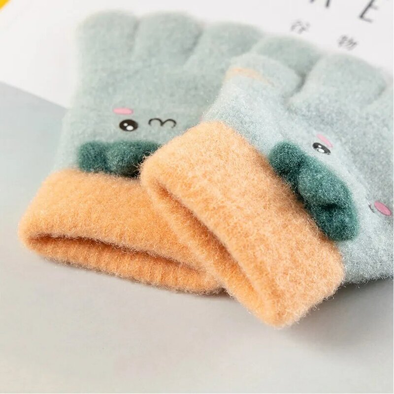 Baby Mittens Little Girls 3-5 Years Fleece Cartoon Carrot Gloves Kids Warm Soft Full Fingers Clothing Accessories Infant Mitts