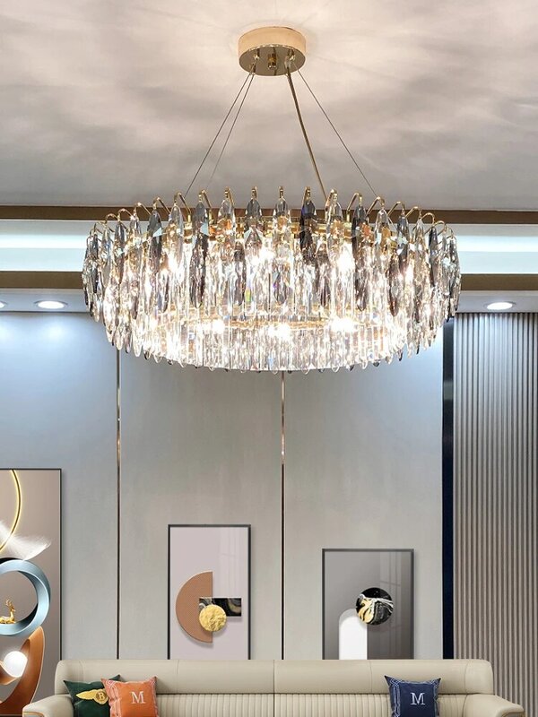Plafonnier LED en cristal au design moderne luxueux, éclairage d'intérieur, luminaire décoratif de plafond, idéal pour un hall d'hôtel, un salon ou une chambre à coucher