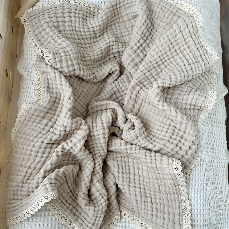 6 Layer Baby Blanket for Newborn Bath Towel Muslin Swaddle Cotton Receive Blanket Swaddling Wrap Lace Langer New Born Bedding