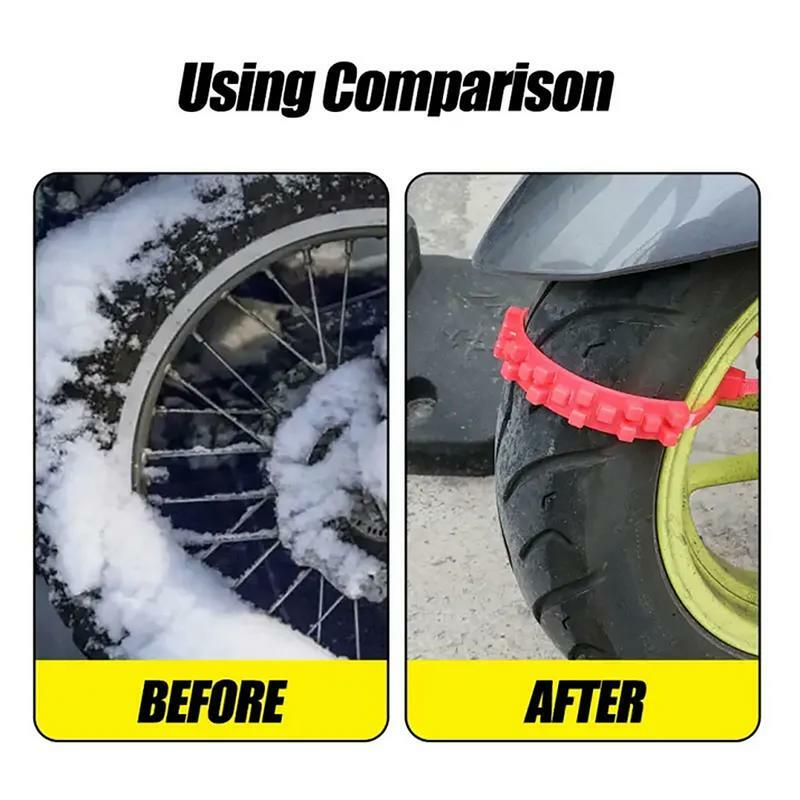 Motorcycle Tire Chains 10Pcs Winter Snow Anti-Skid Tyre Cable Ties Adjustable Tire Traction Strap Outdoor Universal Snow Chains