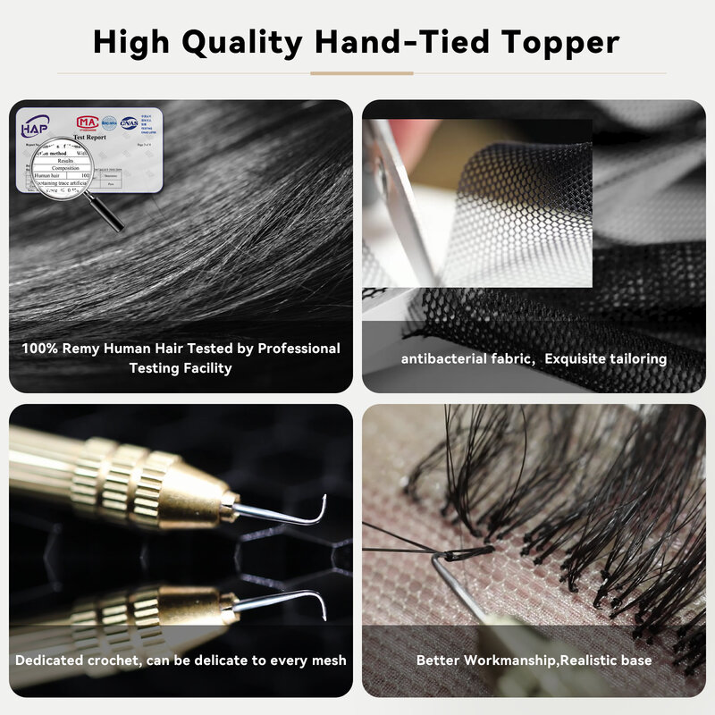Remy cabelo humano Toppers para mulheres, loira, reta, meio Parted, Pedaço Silk Base, Clip in Top, 100% cabelo humano, 12"