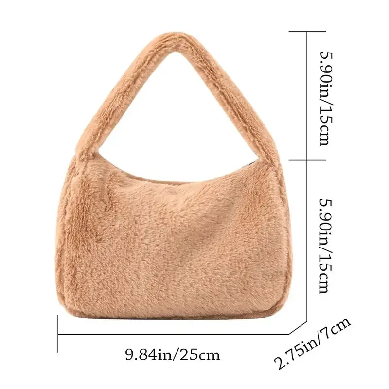 SLL08   New Fashion Women Lady Shoulder Underarm Bag Solid Color Soft Plush Handbag Fluffy Totes Purse Autumn