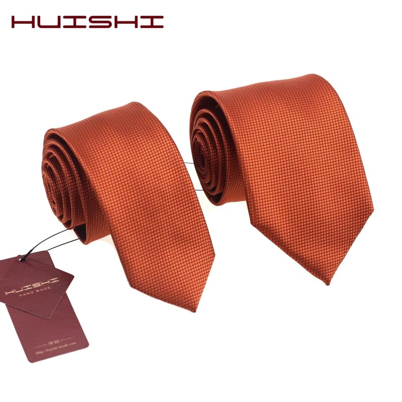 Corbatas clásicas de Color liso para hombre, corbatas ajustadas de cuello naranja, accesorios de Cuello de camisa, corbata a cuadros a rayas