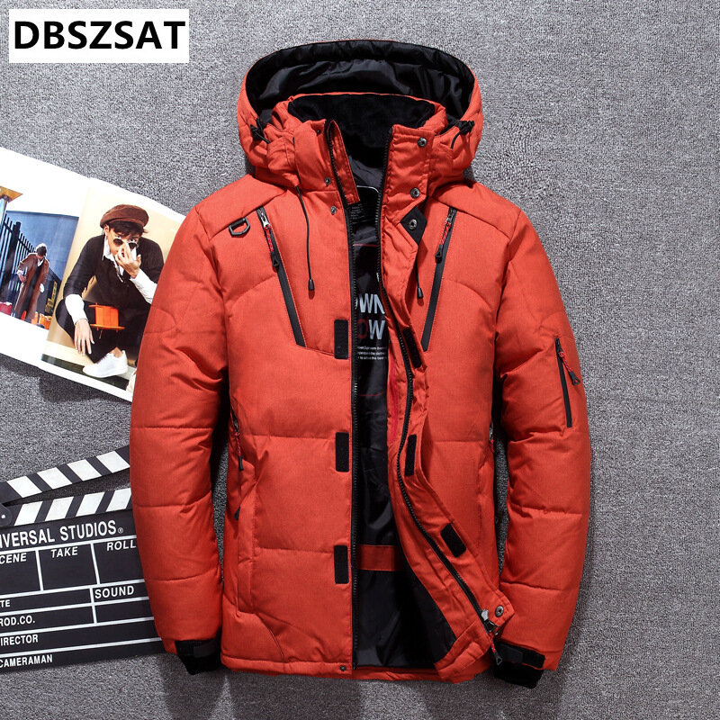 남성용 화이트 덕 다운 스노우 파카 재킷, 두껍고 따뜻한 오버 코트 바람막이 파카, 겨울 다운 코트-20 도