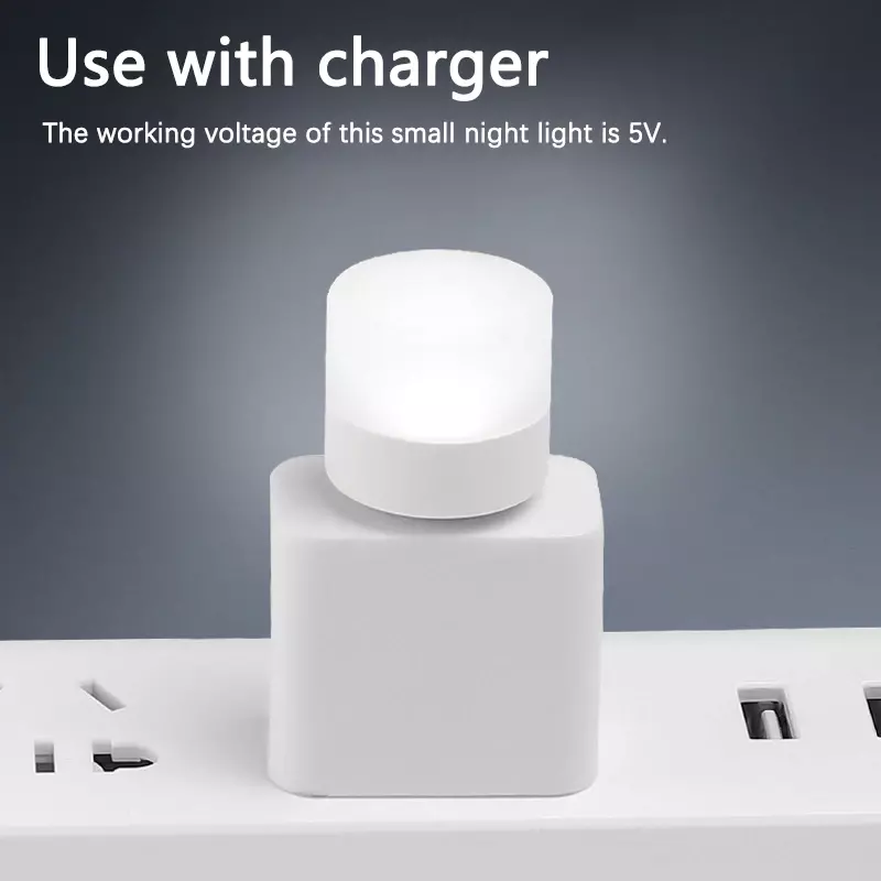 Mini USB Plug Lamp Eye Protection LED Night Light Festive Gift Charging USB Small Round Book Lamp Bedroom Night Lamp