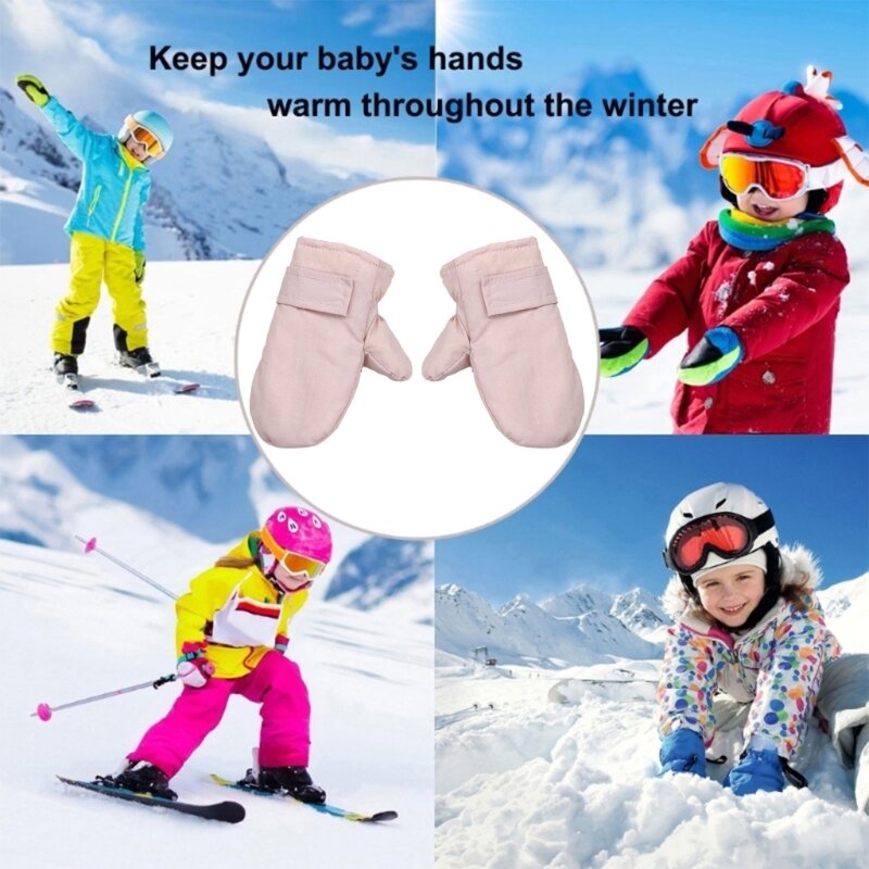 Gants d'hiver mitaines chaudes avec doublure polaire, gants couleur unie, port confortable à main pour bébés garçons