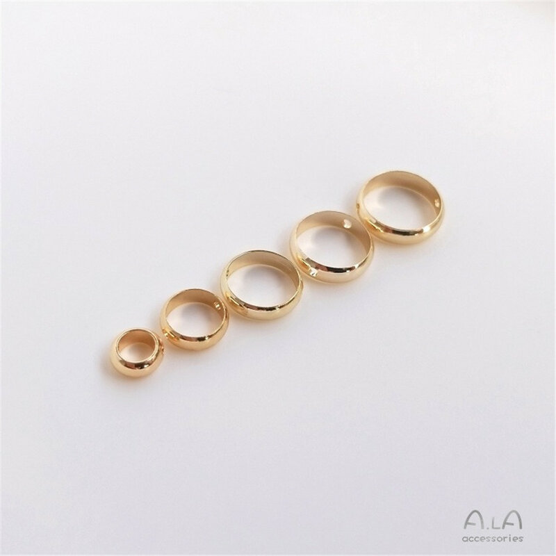 14K Gold-plated Beads Round Beads Handmade Diy String Jewelry Accessories Bracelet Material Bead Ring K059