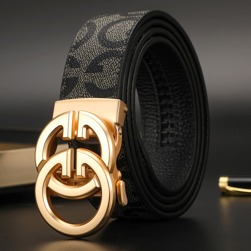 Cinturones de cuero genuino para hombre y mujer, correa de vestir con hebilla doble G, diseñador de alta calidad, marca de lujo famosa, 2023