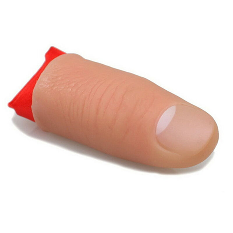 Magic Trick Props Close Up Vanish Appearing Plastic Finger Thumb Tip + Red Silk Stage Show Props Rubber Prank Toy Tool Gifts