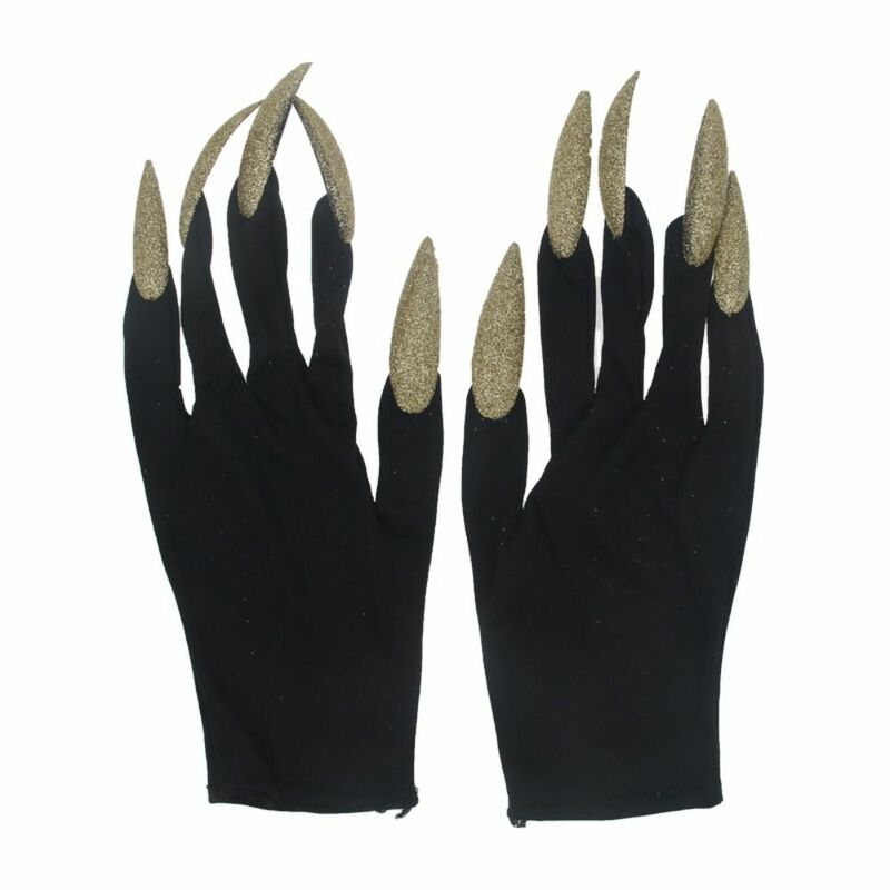 1Pair Halloween Props Ghost Claw Gloves Women Long Nails Cosplay Theme Party Witch Gloves