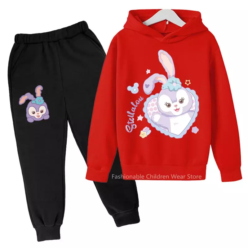 Neue Disney Stellalou Ballett Kaninchen Hoodie Hosen Set für Jungen & Mädchen-süß & funktional für Herbst & Frühling Outfits