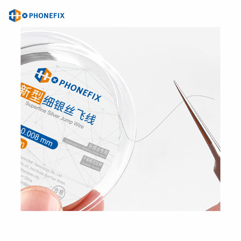 PHONEFIX 초미세 실버 점프 와이어, 아이폰 지문 마더보드 납땜 수리, 초미세 플라이 라인, 0.008mm, 120M