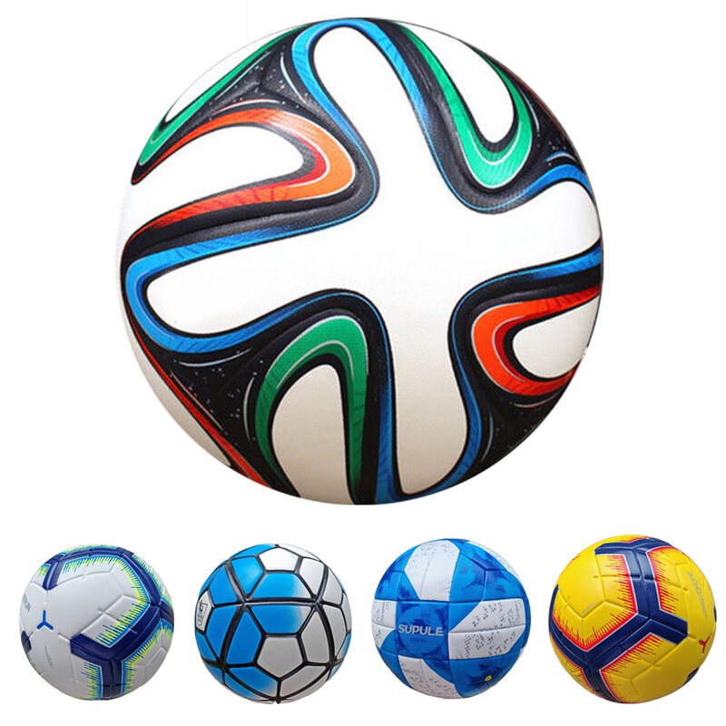 ลูกบอล5/4ทนทานต่อการฉีกขาดวัสดุ PU ลูกบอลไม่มีรอยต่อสำหรับฝึกซ้อมฟุตบอลอย่างเป็นทางการ