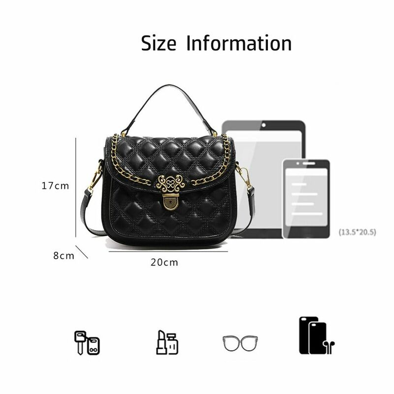 PU Women Handbags Fashion Simple Versatile Style Metal Buckle Shoulder Bag Adjustable Messenger Bag