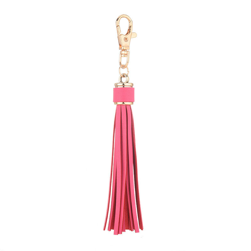 Luxury 5Pcs Long PU Leather Tassel Key Chain Ring Fringe Accessories DIY Decoration Curtain Bag Tassel sewing Accessories