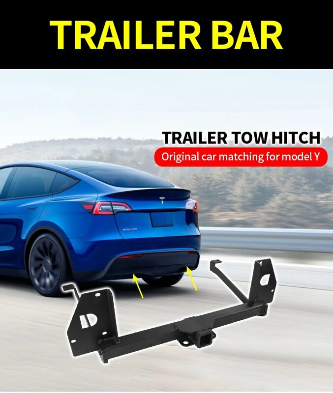 Tow Hitch For Tesla Model Y 2020-2023 Tow Hook strengthen Adapter Tow Hook Rear Trailer Ring Receiver Accessories (Without Hook)