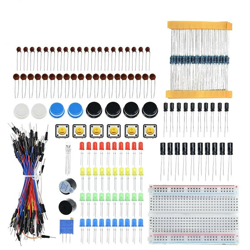 Breadboard Kit Box com 400 Buracos, Resistor R3, LED, Capacitor, Ponte, Breadboard Kit