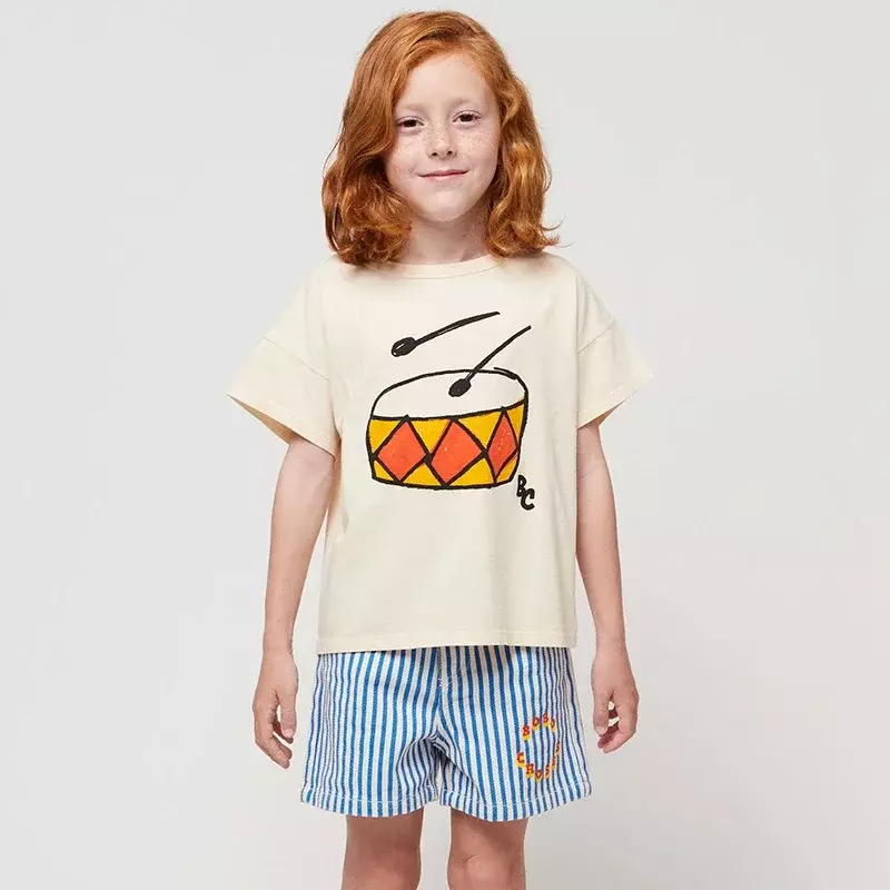 Bobo-camisetas de manga corta para niños y niñas, ropa con estampado de dibujos animados, a la moda, 2024