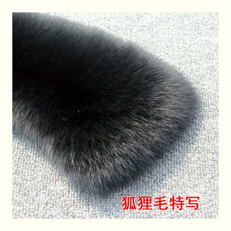 100% Real Fox Fur Collar 50cm 60cm Winter Warm Natural Fur Scarf For Men Black Fur Hoods For Coat Jacket Neck Warmer 5 Colors