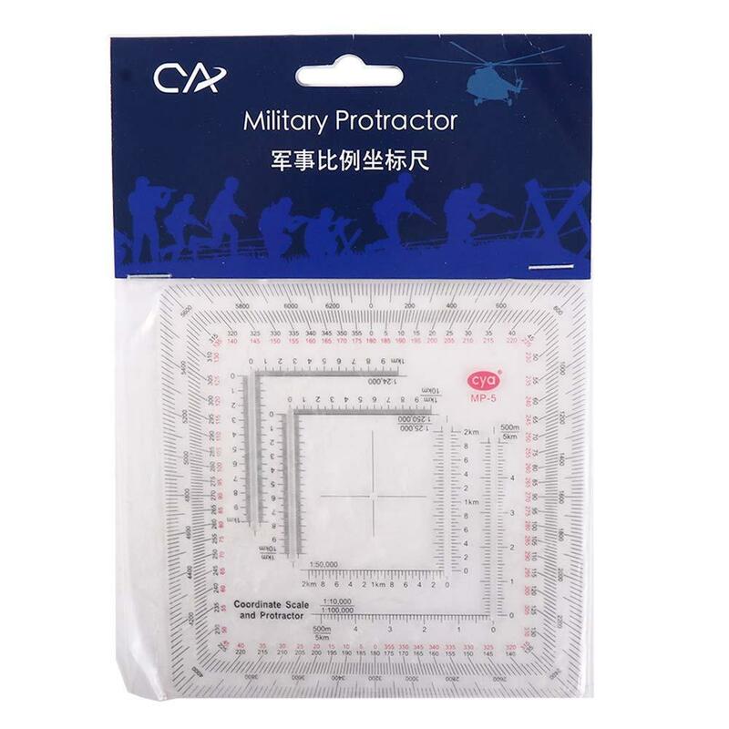Topographical Technical Square Ruler Coordinate Scale Protractor Map Protractor Measuring Ruler Land Navigation Protractor