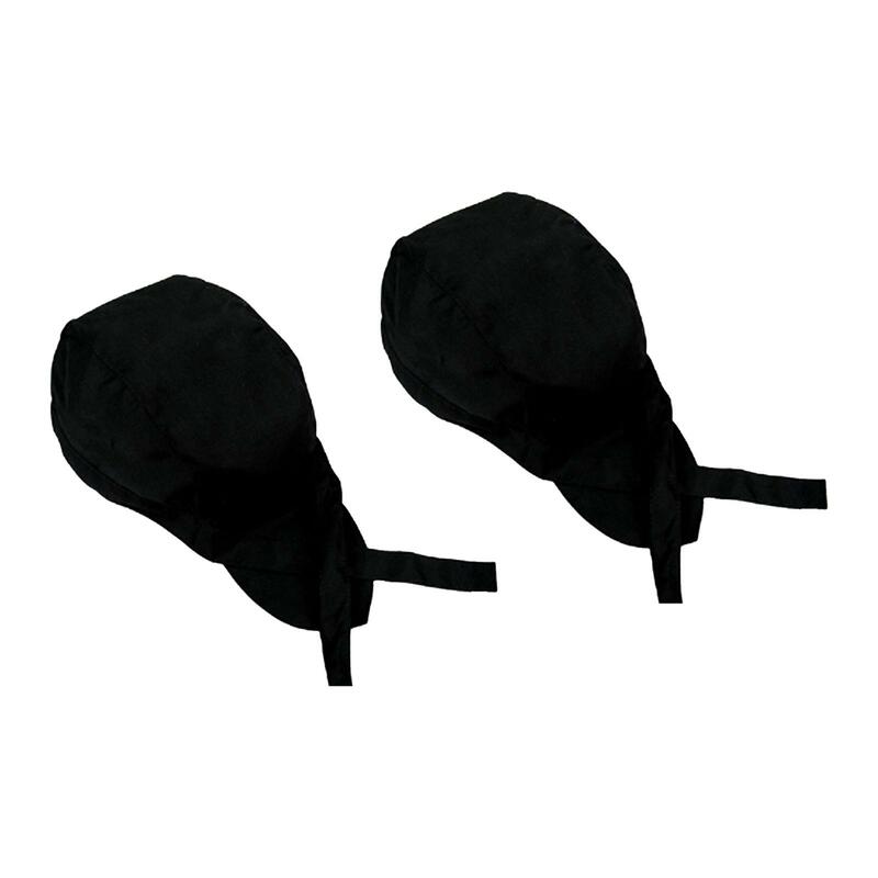 2Pc Cooking Caps Breathable Uniform Hat Professional Kitchens Chef Skull Caps Black Chef Hats for Hotel Adults Catering Bar Cafe