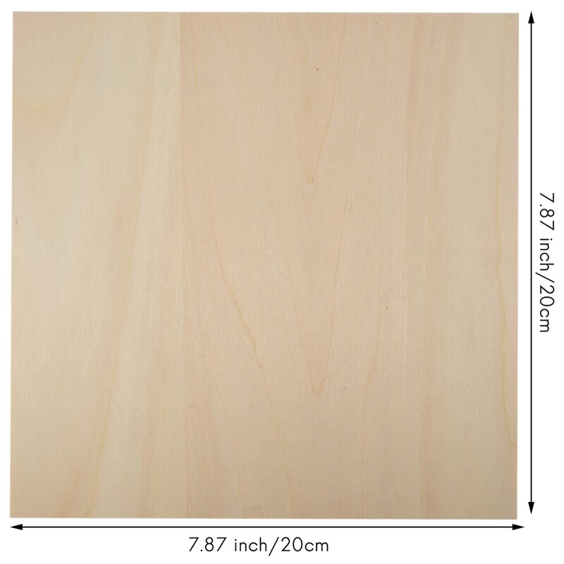 Láminas de tilo sin terminar, láminas rectangulares de madera en blanco, recortes para manualidades, 10 piezas, 20x20x0,2 cm