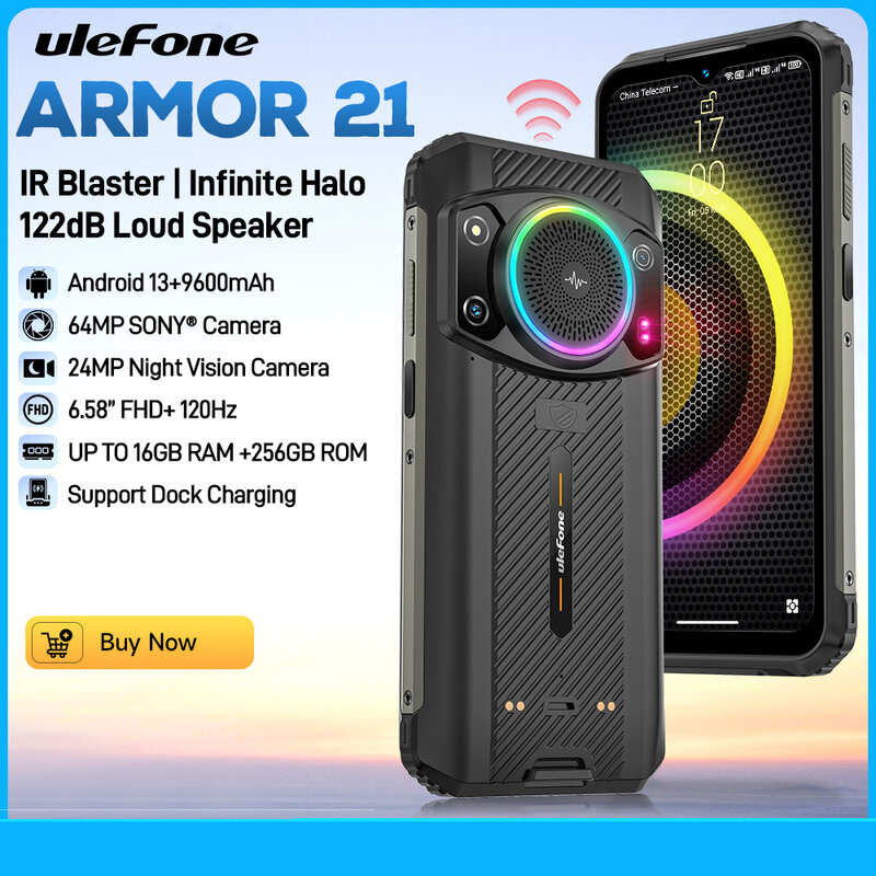 Ulefone-Armor 21 Smartphone Robusto, Celular Versão Global, 4G Celular, 16GB de RAM, 256GB ROM, Android 13, G99, 64MP, 9600mAh