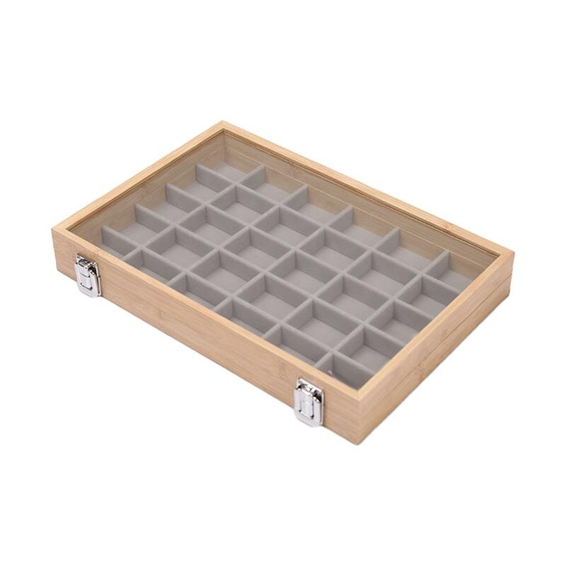 Jewelry Box Earring Organizer Tray Wooden Stackable Necklace Bracelet Velvet Jewelry Tray Earring Display Tray