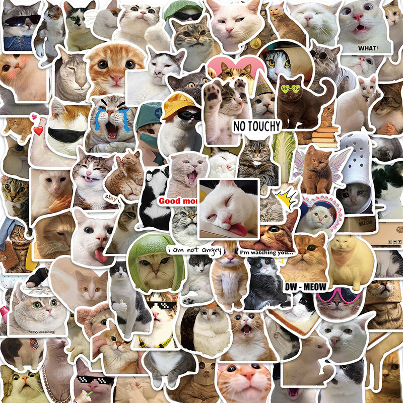 10/30/50/100pcs Funny Classic Cats Meme Stickers Creative Animal Cartoon Sticker Laptop Suitcase Bike Notebook Kids Decal Toys
