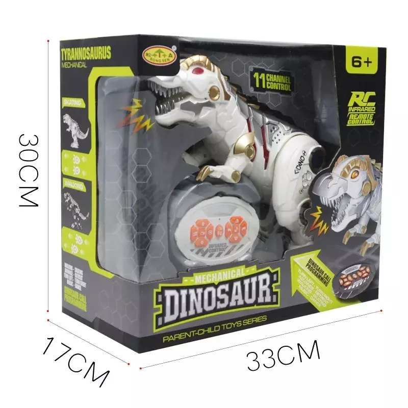 English Version 42cm Charging Remote Control Dinosaur Simulation Mechanical Dinosaur Intelligent Electronic Kids Toys Gift Box