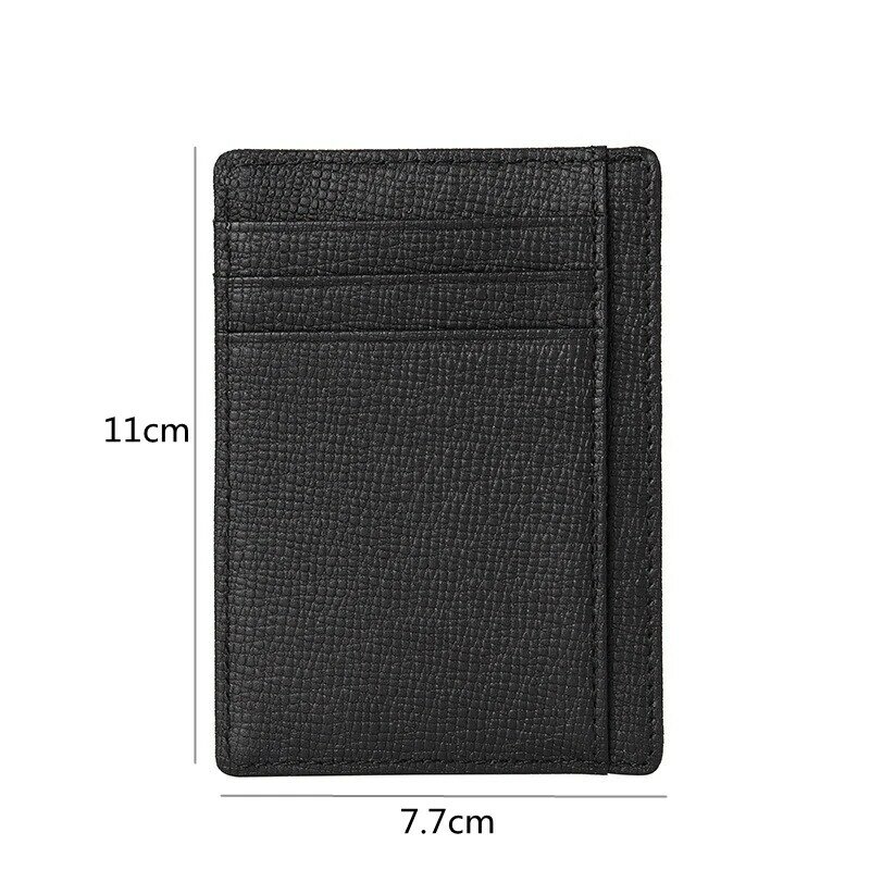 Cross Pattern Cowhide Bank Card Holder Square Ultra-thin Multi-card Slot Credit Card Wallet Anti-magnetic ID Holder for Unisex