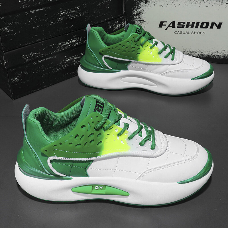 Sepatu Sneakers Kasual Fashion Warna Campuran Sepatu Lari Sol Tebal Sepatu Latihan Penambah Tinggi untuk Pria Ukuran 39-44 Zapatillas Hombre
