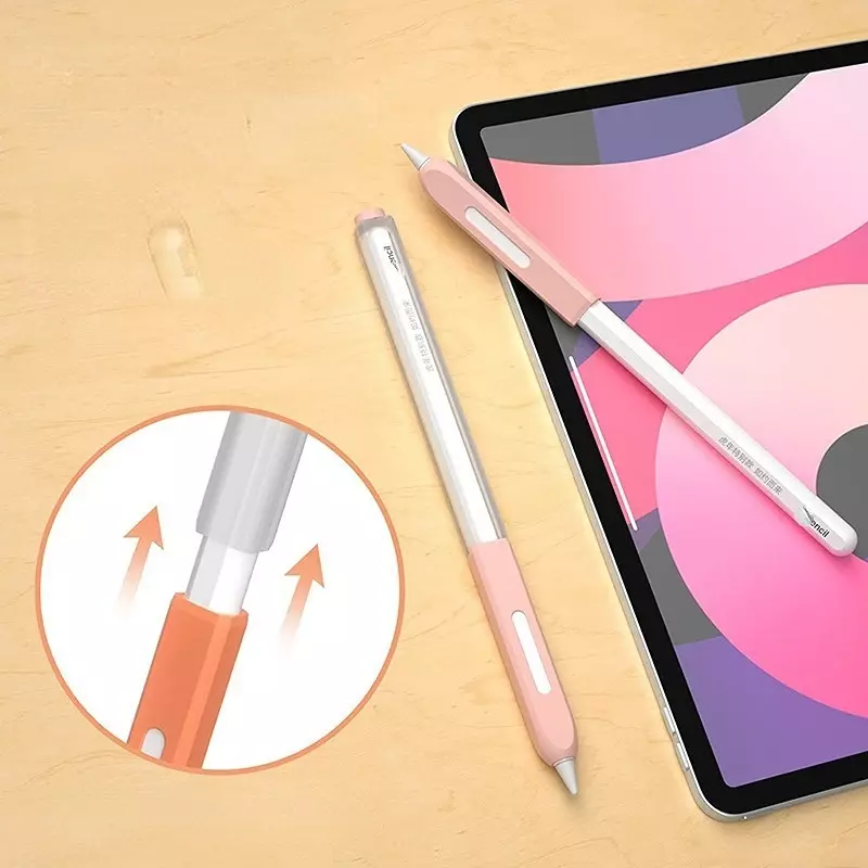 다채로운 연약한 실리콘 상자 보호 소매 덮개 반대로-사과 연필 iPad 직업적인 정제 접촉 펜을 위해 떨어짐