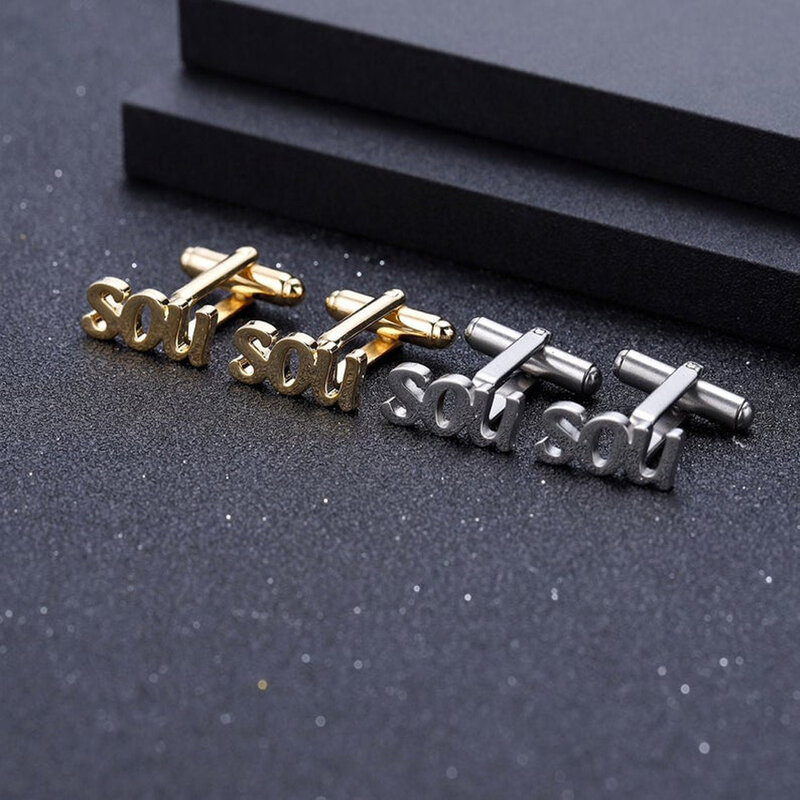 Nome personalizado iniciais abotoaduras para homens personalizado de aço inoxidável personalizado letra logotipo abotoaduras masculino noivado jóias presente