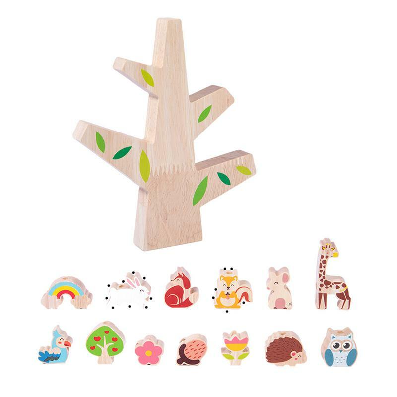 Mainan blok kayu keseimbangan hewan anak-anak permainan peregang Montessori mainan latihan Motor bagus pendidikan dini