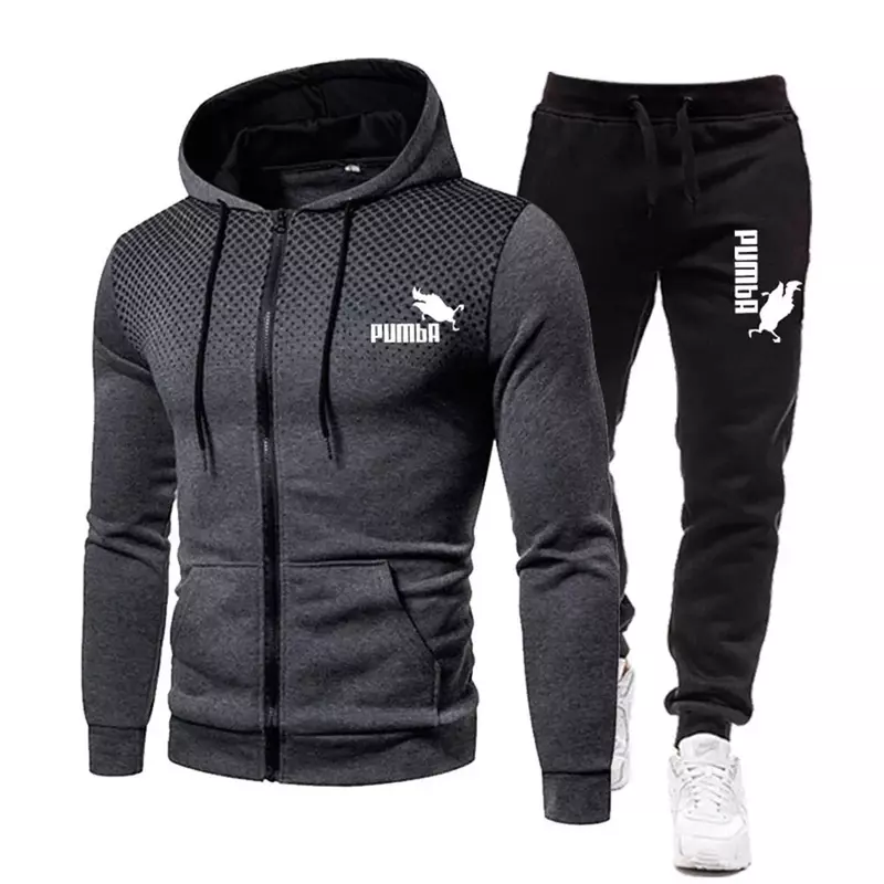2024 New Winter Men's Clothing Men Sets Printing Hoodie Set Fleece Zipper Sweatshirt Casual Sport Sweatpants Mens Tracksuits